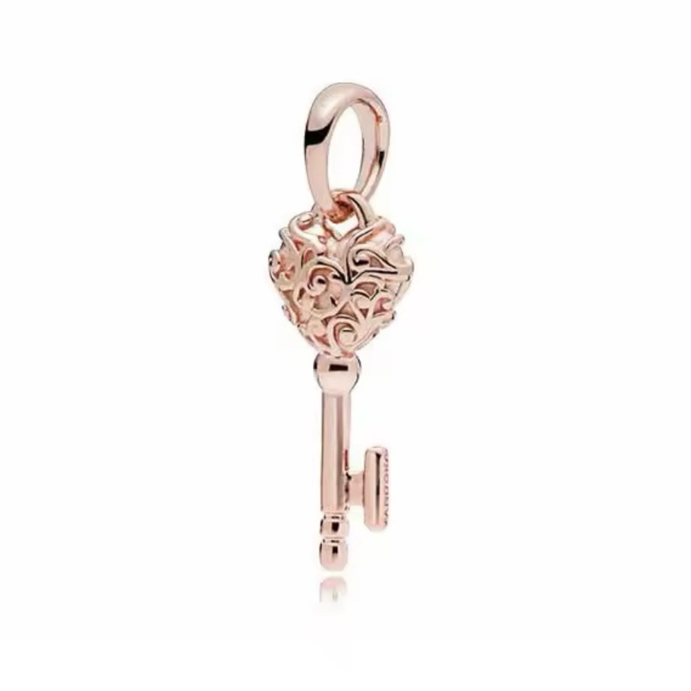 Regal Rose Gold Heart Key Pendant